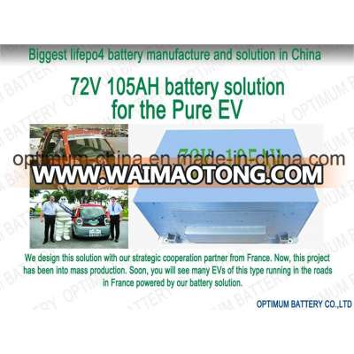 Wholesell E-Car Battery 72V 105ah LiFePO4 Battery